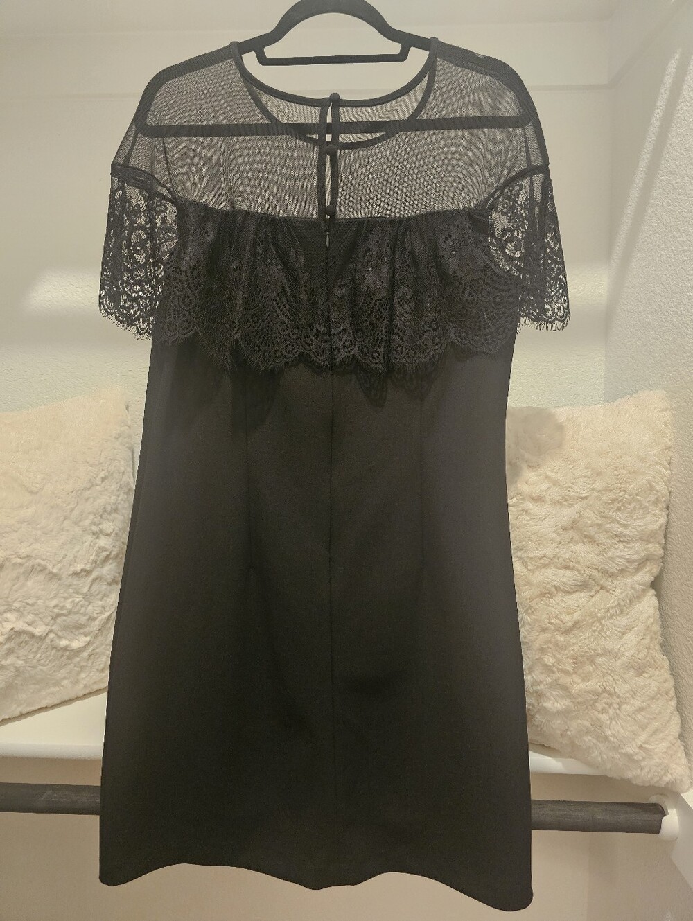 Elegant Black Lace-Trim Cocktail Dress